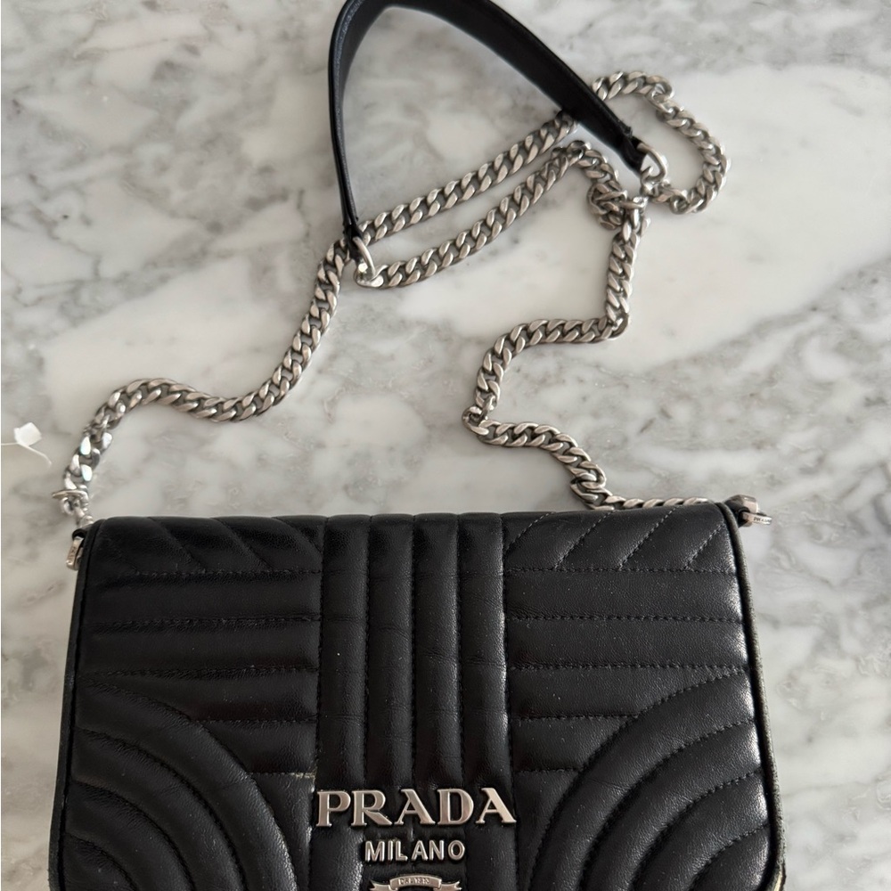 Prada Black Quilted Crossbody Bag with Chain Strap